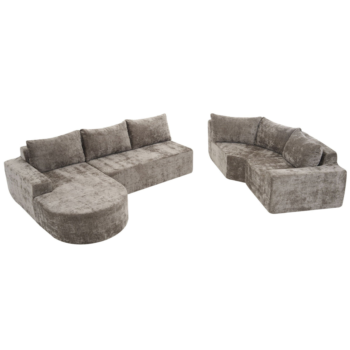 Modular Cloud Sectional Sofa Set with Deep Seating - Choose Beige, Dark Gray, or Dark Brown