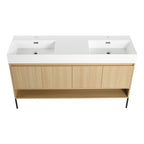 Modern Bathroom Vanity Combo with Single Resin Sink and Storage Cabinet - Light Brown