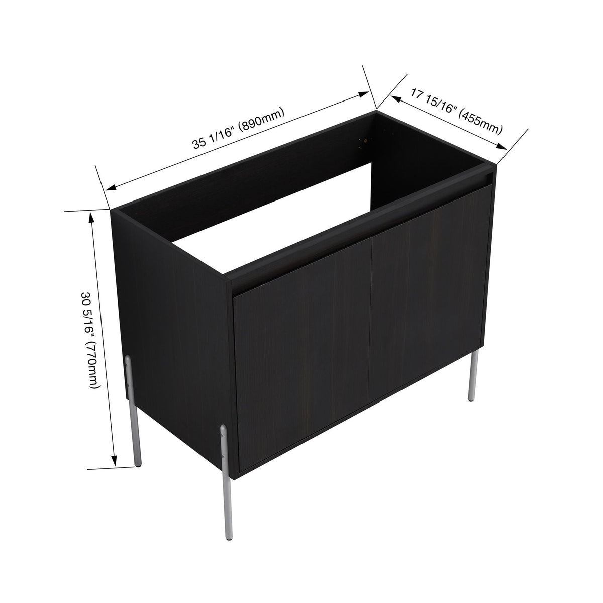 Freestanding Bathroom Vanity with Soft Close Cabinet Doors - Light or Dark Brown