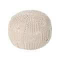 Knitted Round Pouf with Polystyrene Bead Fill - Beige or Dark Gray