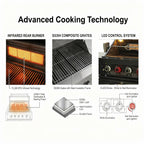 46-Inch 6-Burner Gas Outdoor Grill with LED Controls - Black