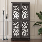 Modern Sideboard Buffet with Mirrored Doors and Adjustable Shelves - Dark Brown or Gray