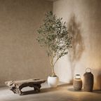 8.2FT Artificial Olive Tree with Decorative White Planter – Green Leaves