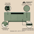 Sideboard With Adjustable Shelves and Soft Close Doors - White, Light Brown, Green