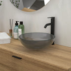 Tempered Glass Vessel Sink with Pop-Up Drain - White, Pearl Silver, Dark Brown, Dark Gray