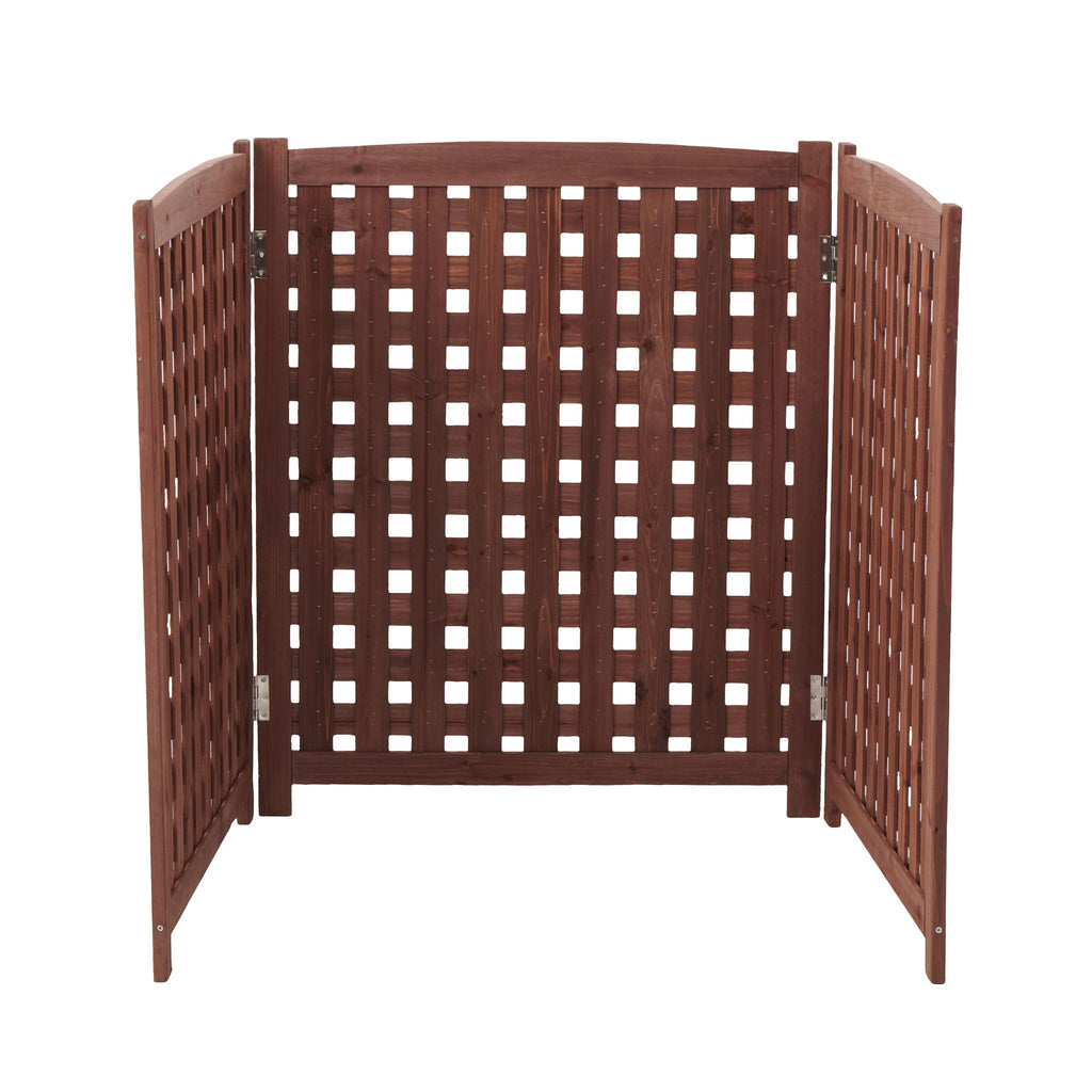 3 Panel Outdoor Air Conditioner Fence Screen with Solid Wood - Light Brown or Dark Gray
