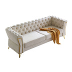 Modern Tufted Sofa with Metal Frame - Beige or Black