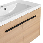 Bathroom Vanity Set with Resin Countertop Sink and 2 Doors - Light Brown Oak