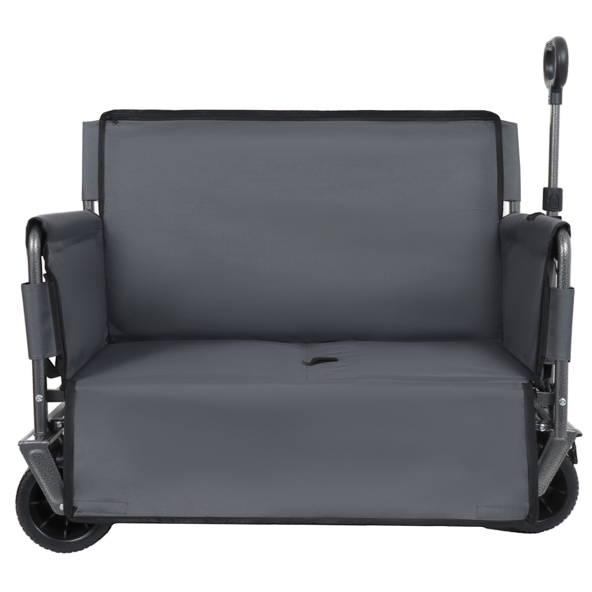 3-in-1 Convertible Folding Wagon Cart with Bench Seat & Storage - Gray