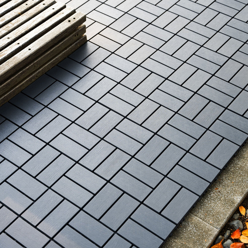 Interlocking Deck Tiles 44 Pack with Easy Installation - Dark Brown or Dark Gray