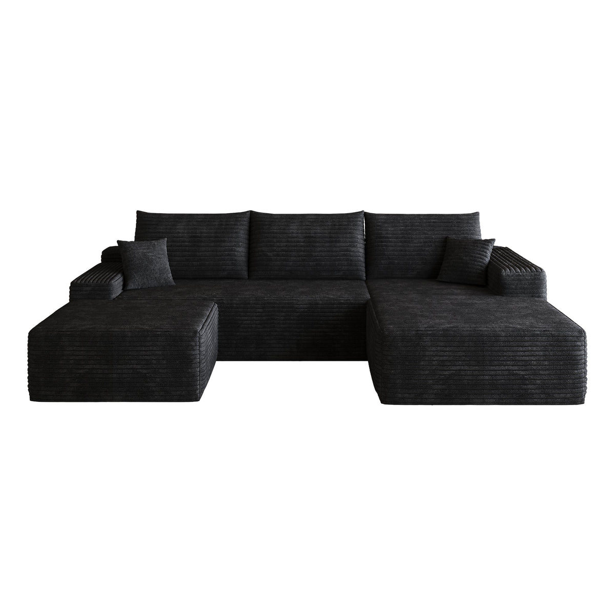 107" Cloud Sectional Sofa with Ottoman - Modern Minimalist Design - Black