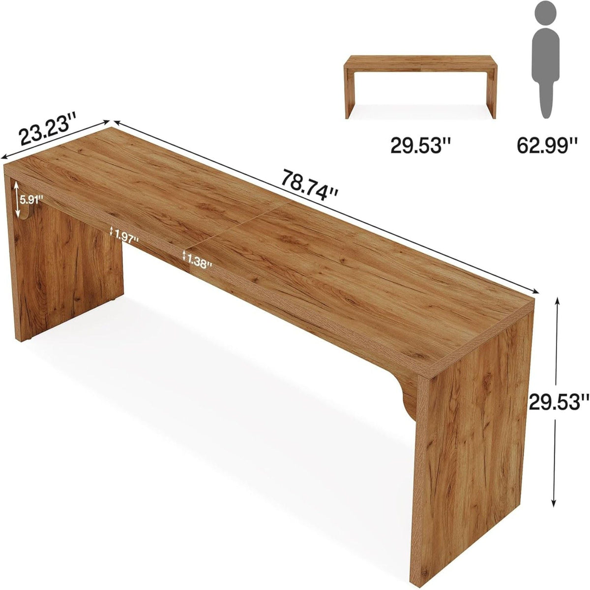 Extra Long 2 Person Computer Desk with Heavy-Duty Frame - Light Brown