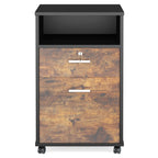 2 Drawer Mobile File Cabinet with Lock - Black/Brown