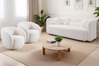 Luxury Modern Sofa Couch with Boucle Fabric - White/Beige
