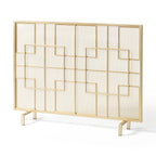 Modern Single Panel Iron Fire Screen with Fine Mesh - Black