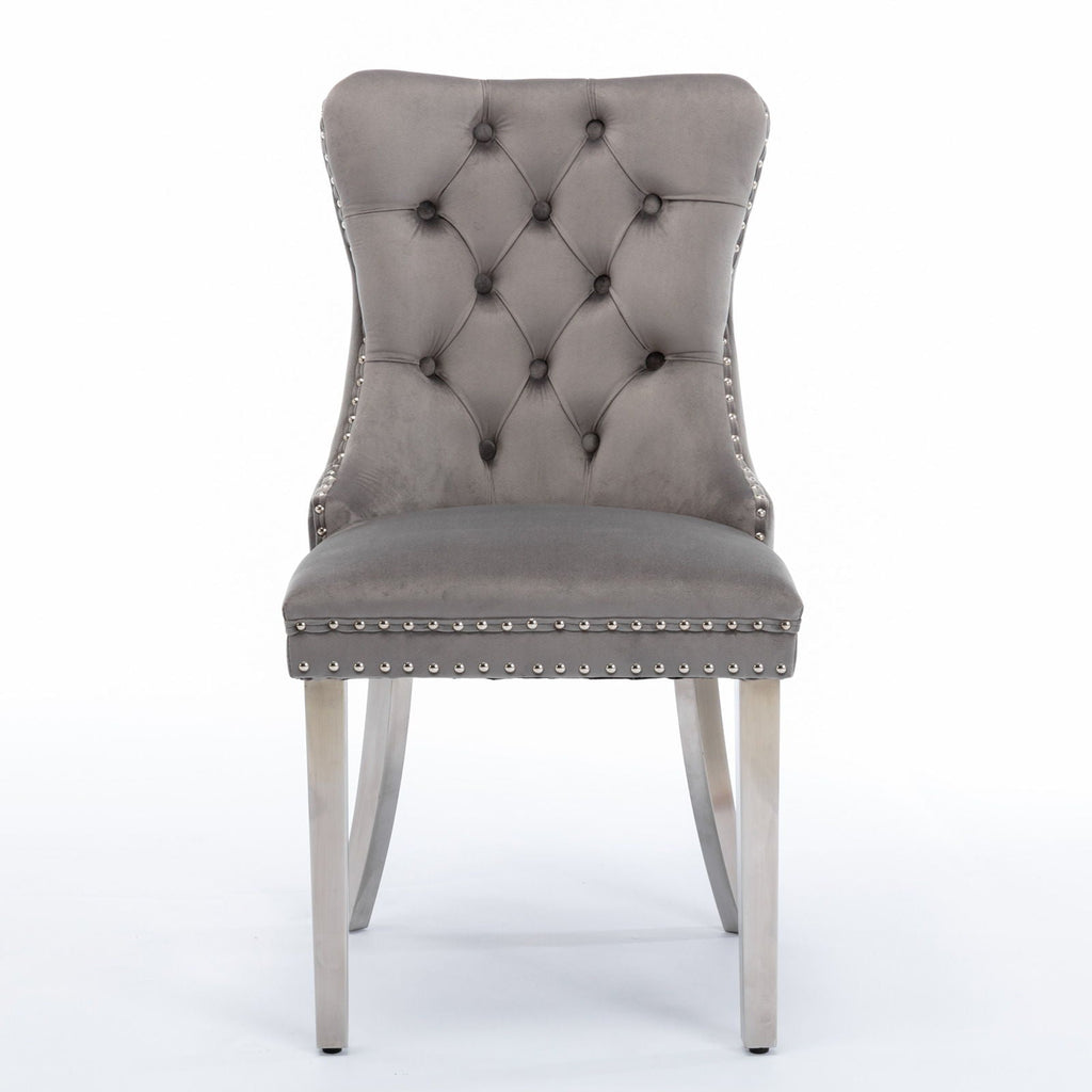 Contemporary Upholstered Dining Chair Set with Nailhead Trim - Multiple Colors