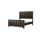 Modern Bed Panel Headboard with Vertical Faceted Design - Dark Brown