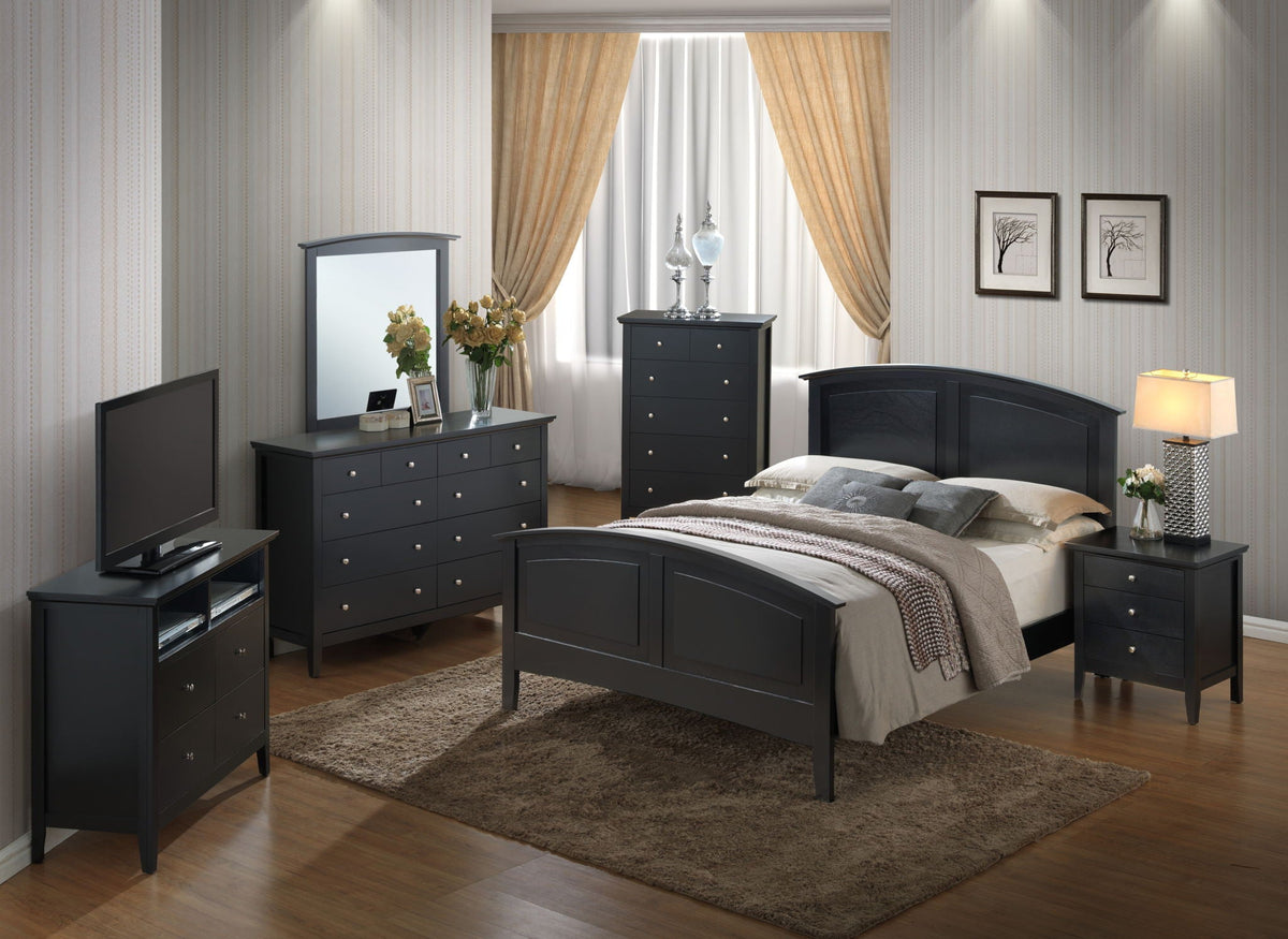 Elegant Panel Bed with Real Wood Veneers - Multiple Colors