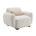 Boucle Accent Chair with Toss Pillow - Beige