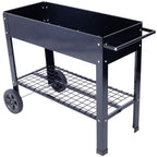Elevated Metal Planter Garden Bed with Wheels - Black