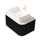 30" Floating Bathroom Vanity with Ceramic Basin & Storage - Black, Carrara White, White