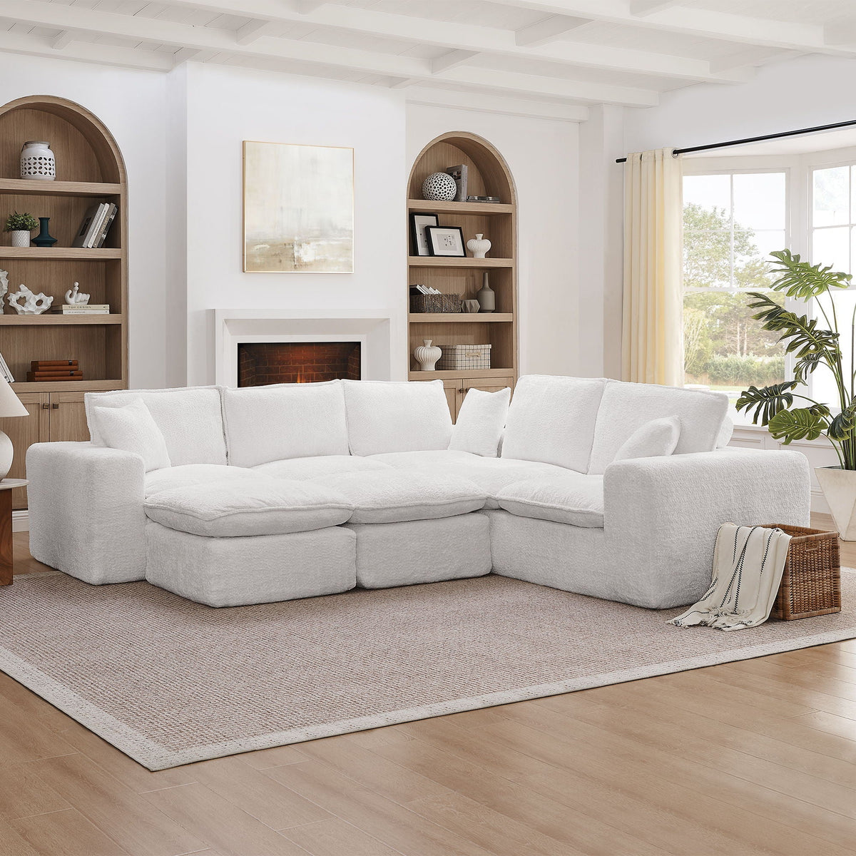 Sectional Sofa with Moveable Ottoman and Modular Design - Multiple Colors
