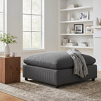 Chelsea Upholstered Ottoman with Removable Covers - Dark Gray or Beige