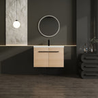 Bathroom Vanity Set with Resin Countertop Sink and 2 Doors - Light Brown Oak