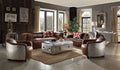 Top Grain Leather 5 Piece Living Room Set with Sturdy Frame - Brown