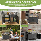 Outdoor Grill Cart With Storage, Rolling Bar Cart