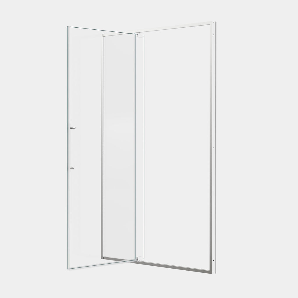 Pivot Shower Door with Tempered Glass and Soft-Close Hinge - Brushed Nickel