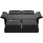 Grey Multifunctional Sofa Bed with Convertible 85-Inch Design - Plush Fabric