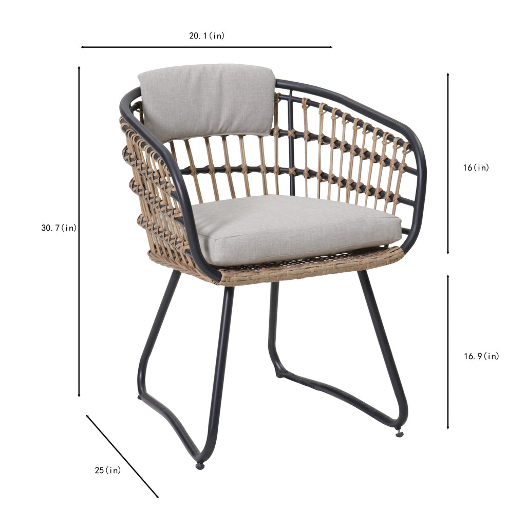 7-Piece Outdoor Wicker Dining Set with Wood-Plastic Composite Table - Yellow