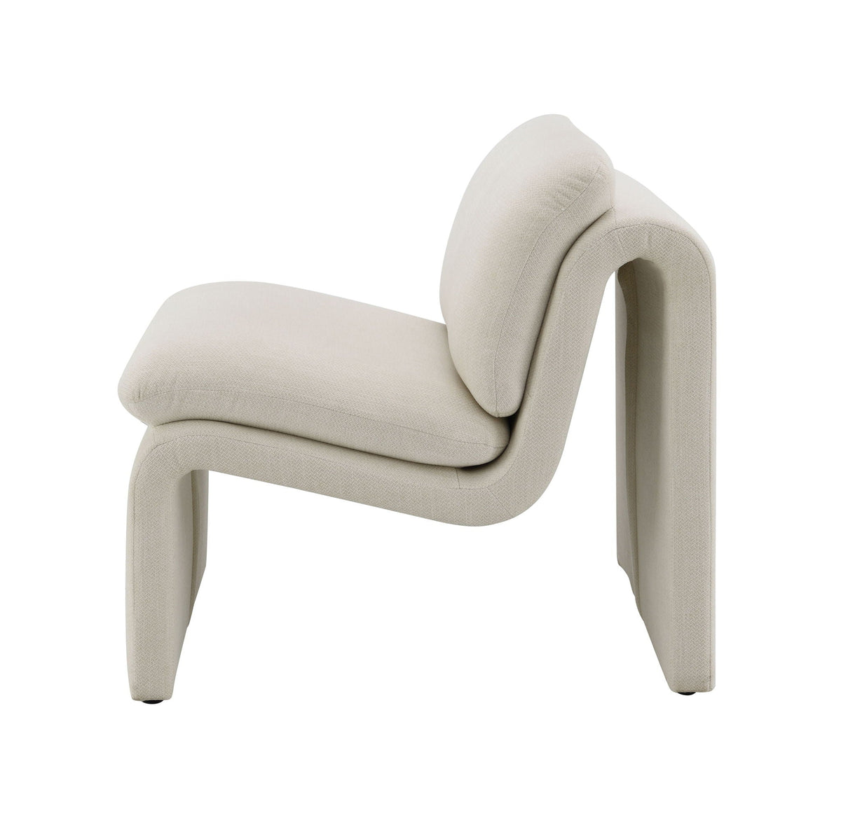 Curved Shape Accent Chair with Premium Fabric Upholstery - Beige or Green