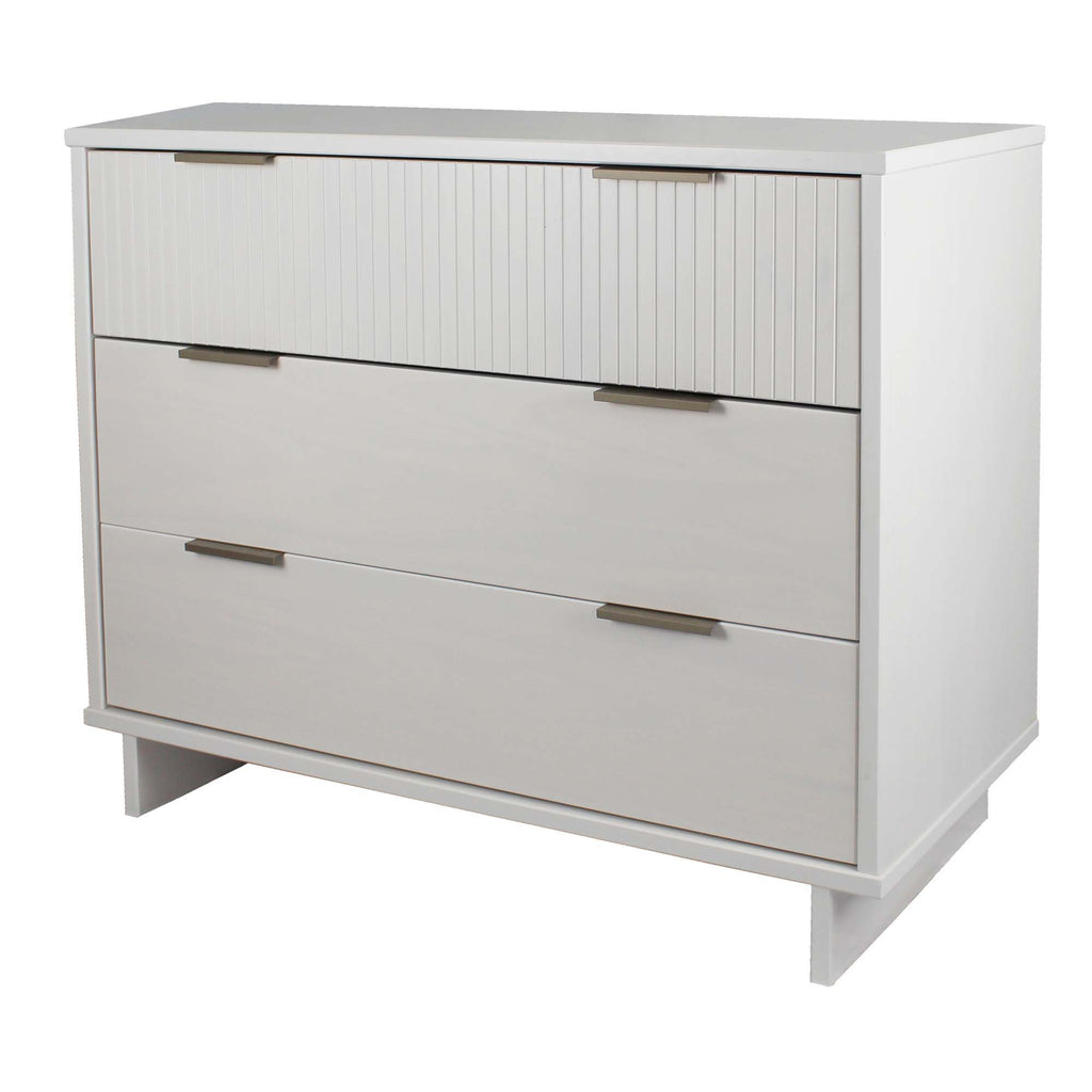 Solid Wood 3 Drawer Dresser with Ribbed Fronts - Multiple Colors