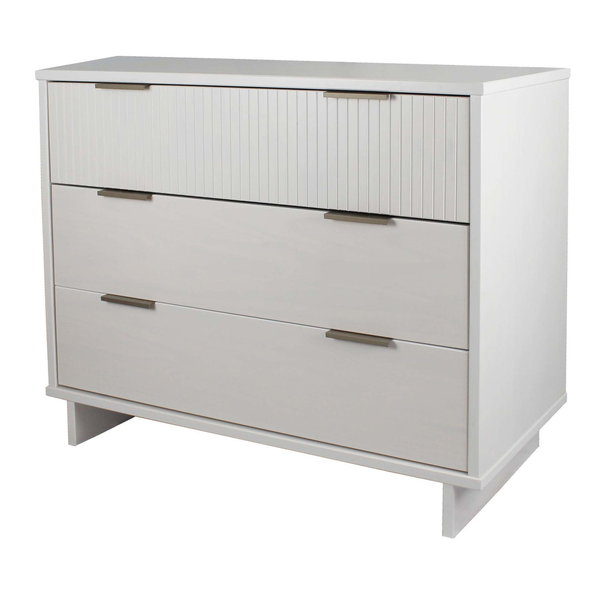 Solid Wood 3 Drawer Dresser with Ribbed Fronts - Multiple Colors