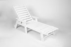 HDPE Outdoor Chaise Lounge Chair with Adjustable Backrest - Wood Texture