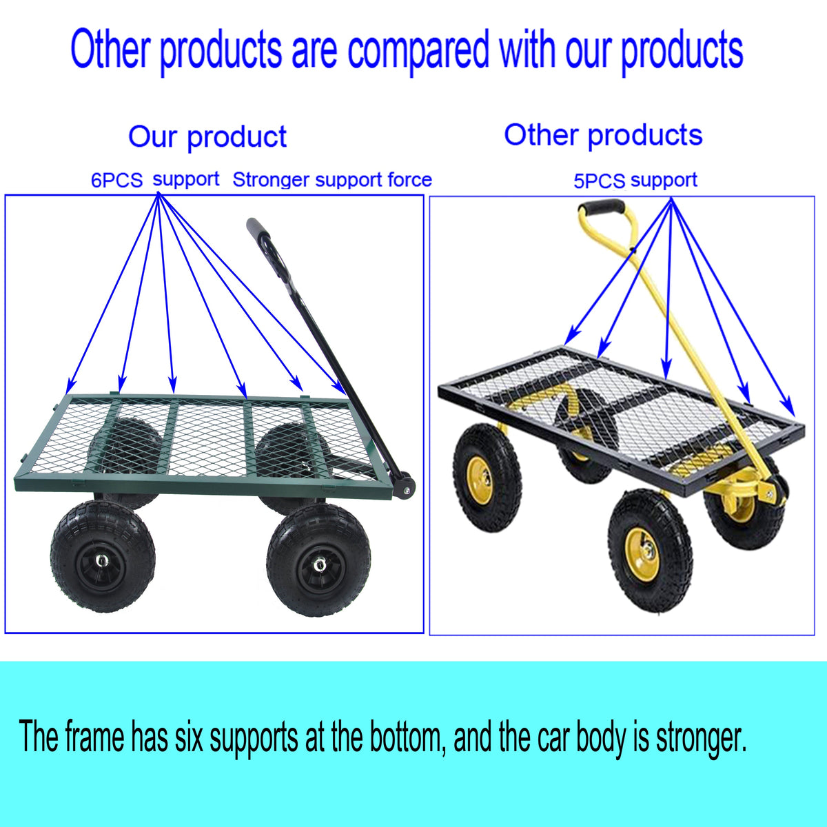 Green Outdoor Wagon Cart with Foldable Steel Frame - 550 lb Capacity