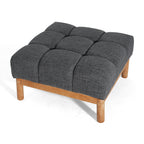 Modern Upholstered Deep Biscuit-style Tufted Ottoman with Square Profile - Gray or White