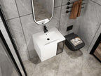 24" Wall-Mounted Bathroom Vanity with Ceramic Sink - Glossy White