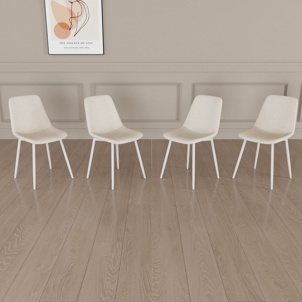 Modern Kitchen Dining Chairs Set of 4 with Linen Padding - Beige