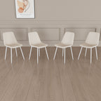 Modern Kitchen Dining Chairs Set of 4 with Linen Padding - Beige