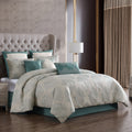 Medallion Jacquard Comforter Set with Decorative Pillows – Serene Blue