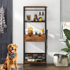 Adjustable Dog Feeding Station with Storage Shelves - Black / Dark Brown