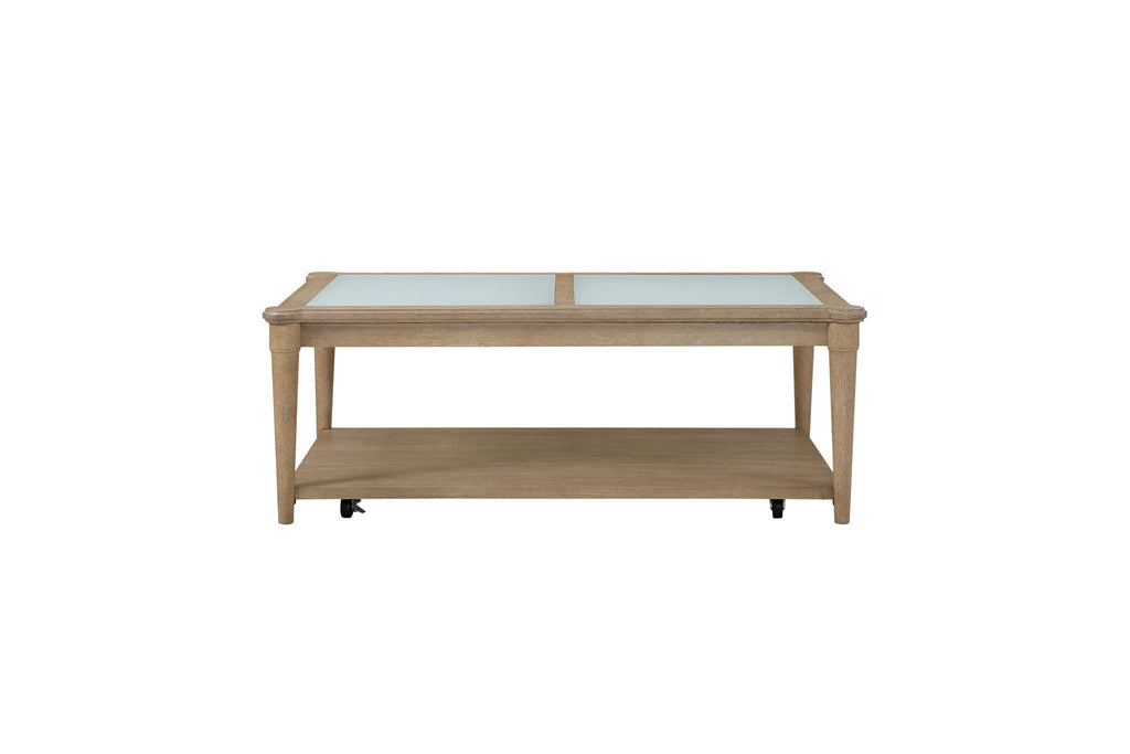 Frosted Glass Top Cocktail Table with Casters - Sand