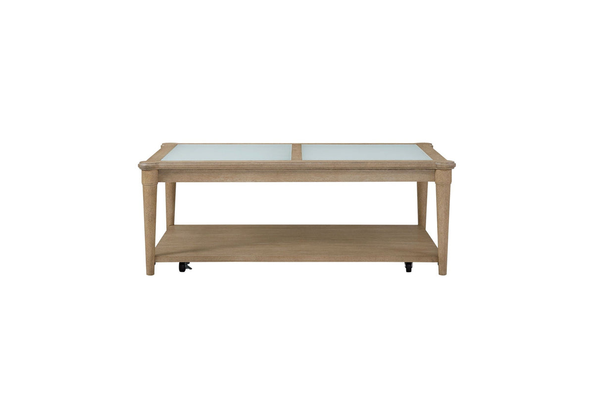 Frosted Glass Top Cocktail Table with Casters - Sand