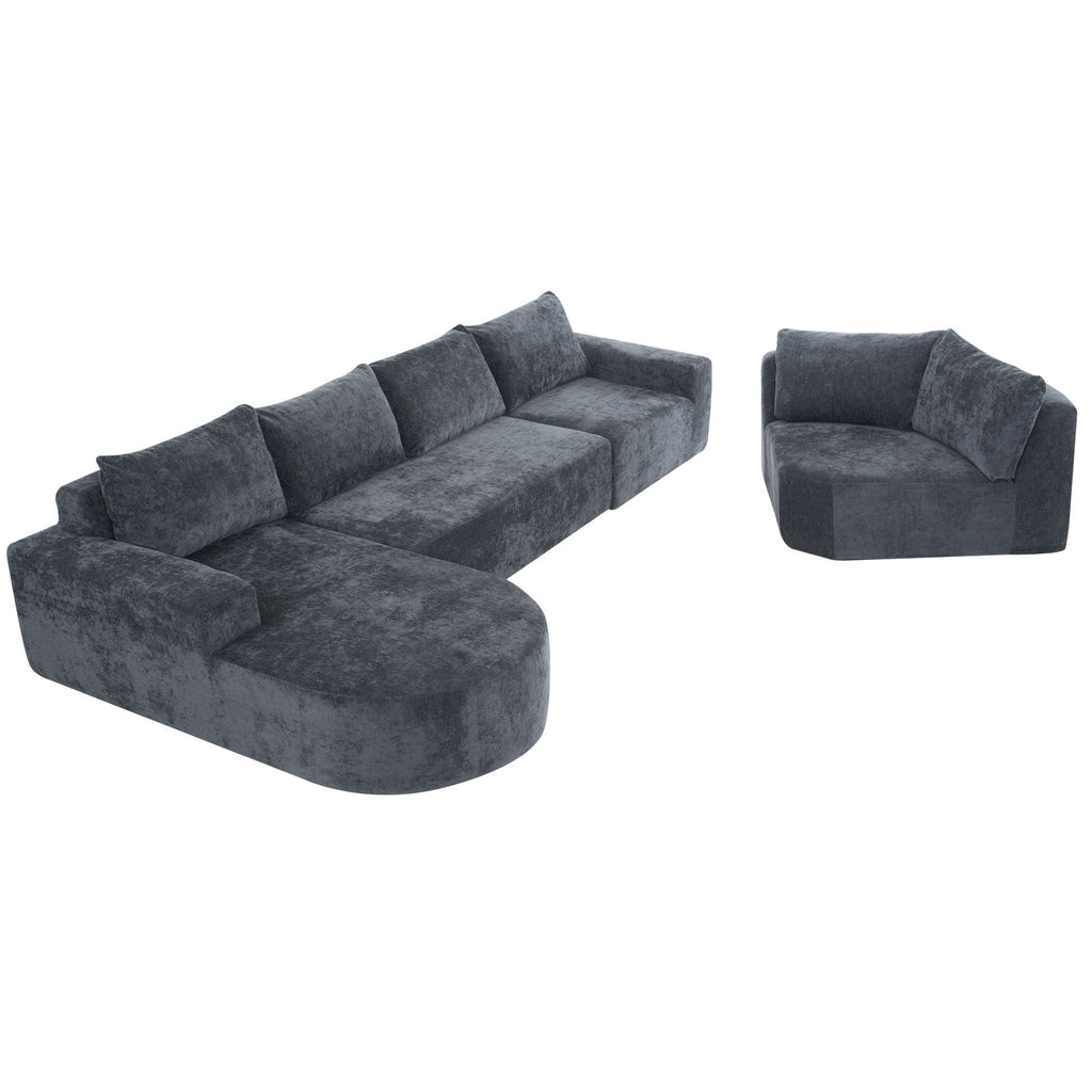 Modular Cloud Sectional Sofa Set with Deep Seating - Choose Beige, Dark Gray, or Dark Brown