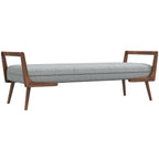 Gray Upholstered Bench with Biscuit Tufting - 51.2" Wide