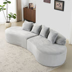 Modern Curved Sofa With Pillows - Fabric Stationary Sofa