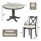 5-Piece Solid Wood Dining Set — White or Dark Gray